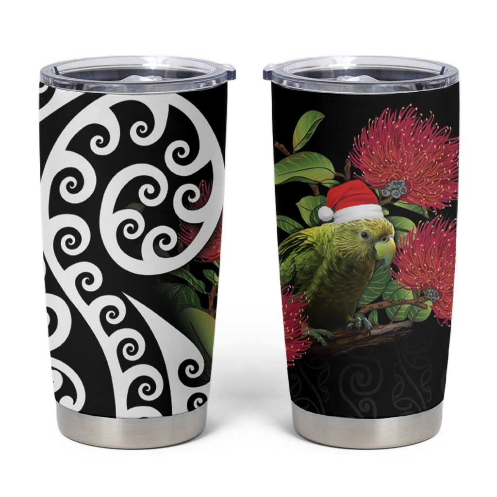 New Zealand Kakapo Christmas Tumbler Cup Meri Kirihimete Pohutukawa Flowers