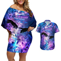 I Love You In Every Universe Personalised Couples Matching Off Shoulder Short Dress and Hawaiian Shirt Polynesian Pattern Galaxy Style LT9 Galaxy - Polynesian Pride