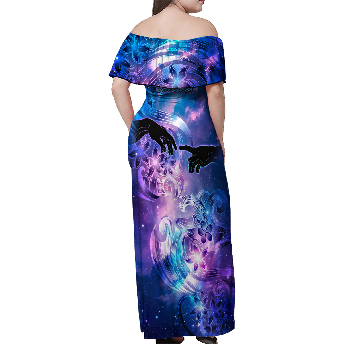 I Love You In Every Universe Personalised Family Matching Off Shoulder Maxi Dress and Hawaiian Shirt Polynesian Pattern Galaxy Style LT9 - Polynesian Pride