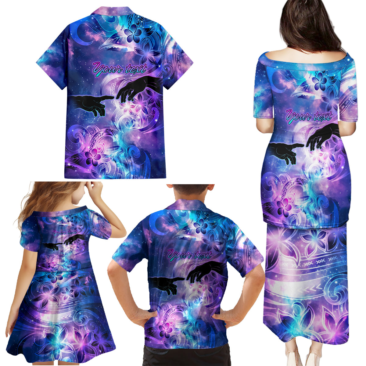 I Love You In Every Universe Personalised Family Matching Puletasi Dress and Hawaiian Shirt Polynesian Pattern Galaxy Style LT9 - Polynesian Pride