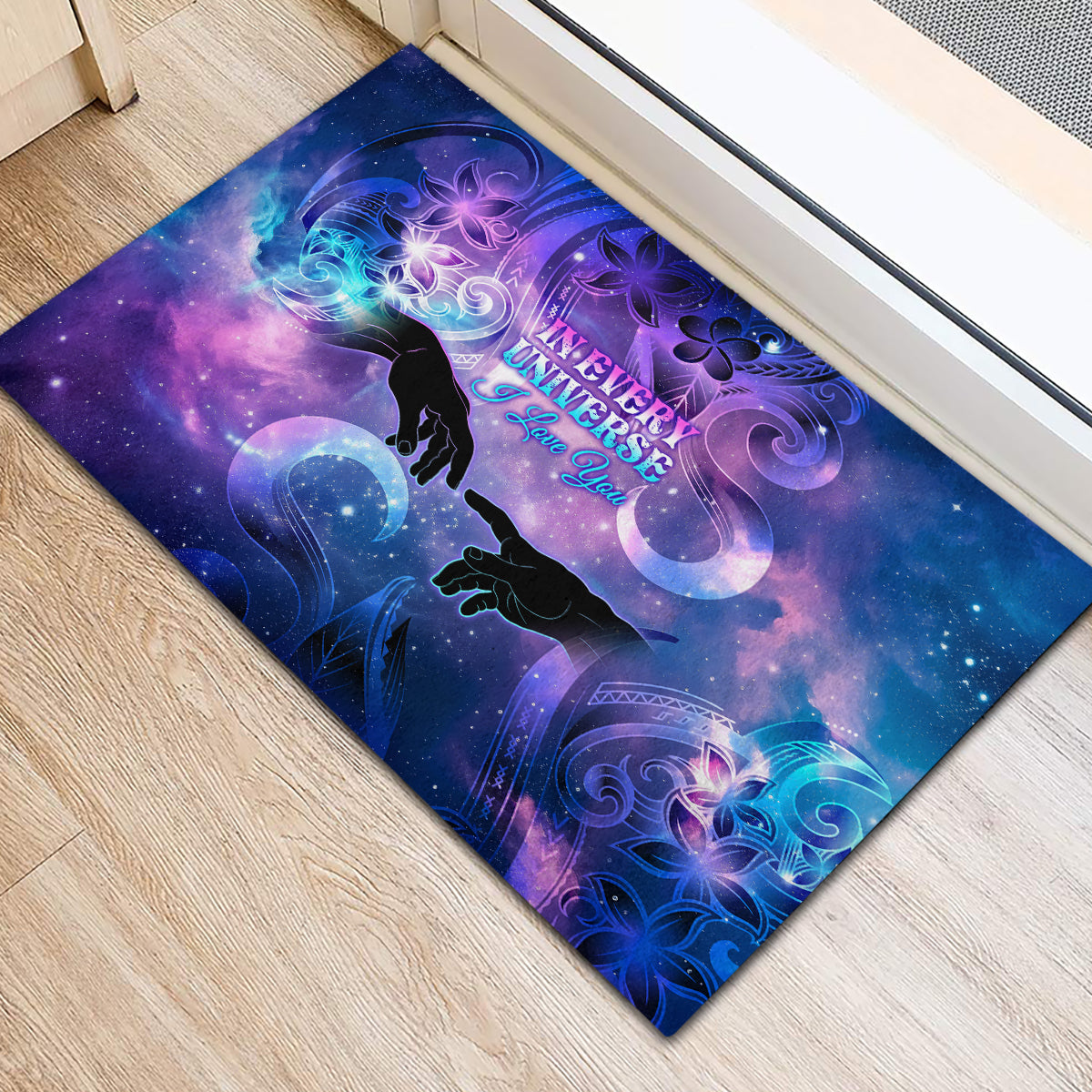 I Love You In Every Universe Personalised Rubber Doormat Polynesian Pattern Galaxy Style LT9 - Polynesian Pride