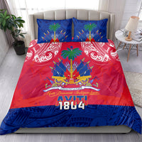 Haiti Independence Day Bedding Set Libete Egalite Fratenite Ayiti 1804 With Polynesian Pattern LT9 - Polynesian Pride