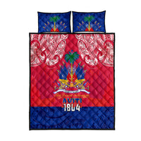 Haiti Independence Day Quilt Bed Set Libete Egalite Fratenite Ayiti 1804 With Polynesian Pattern LT9 Red - Polynesian Pride