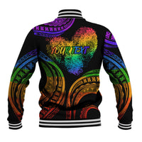 Personalised Its In My DNA Valentine Day Baseball Jacket Fingerprint Heart with Color Pride Flag LT9 - Polynesian Pride