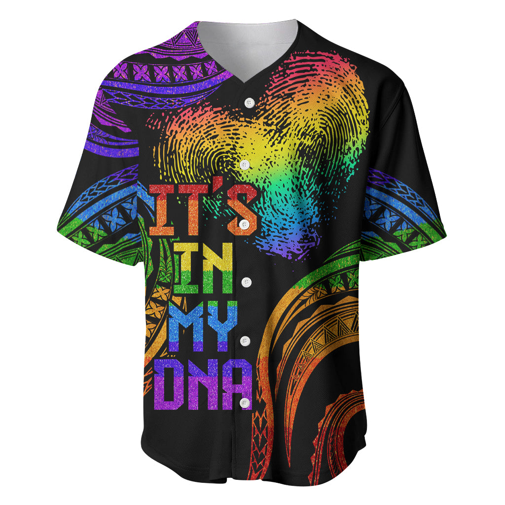 Personalised Its In My DNA Valentine Day Baseball Jersey Fingerprint Heart with Color Pride Flag LT9 6XL - Polynesian Pride