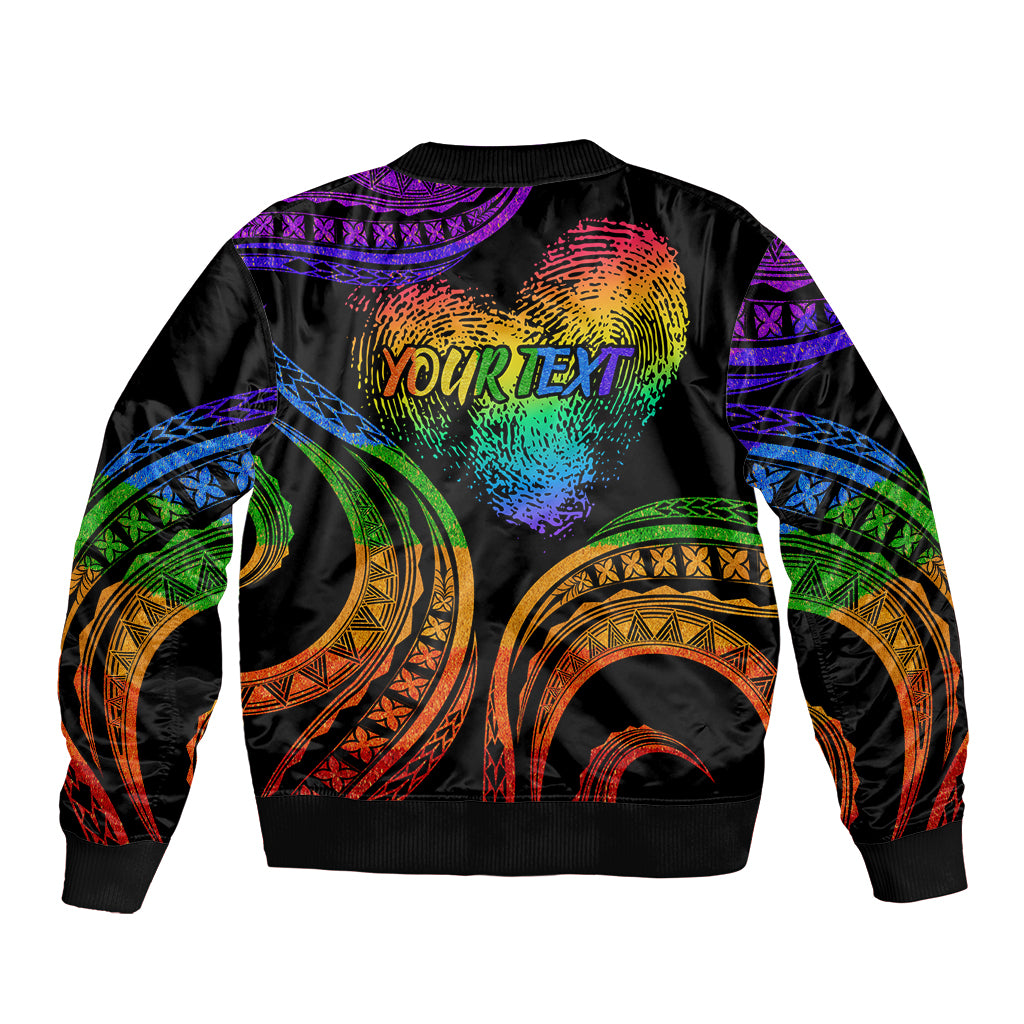 Personalised Its In My DNA Valentine Day Bomber Jacket Fingerprint Heart with Color Pride Flag LT9 - Polynesian Pride