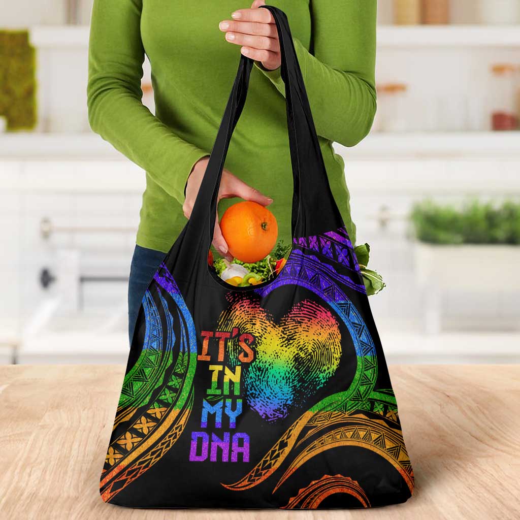 Personalised Its In My DNA Valentine Day Grocery Bag Fingerprint Heart with Color Pride Flag