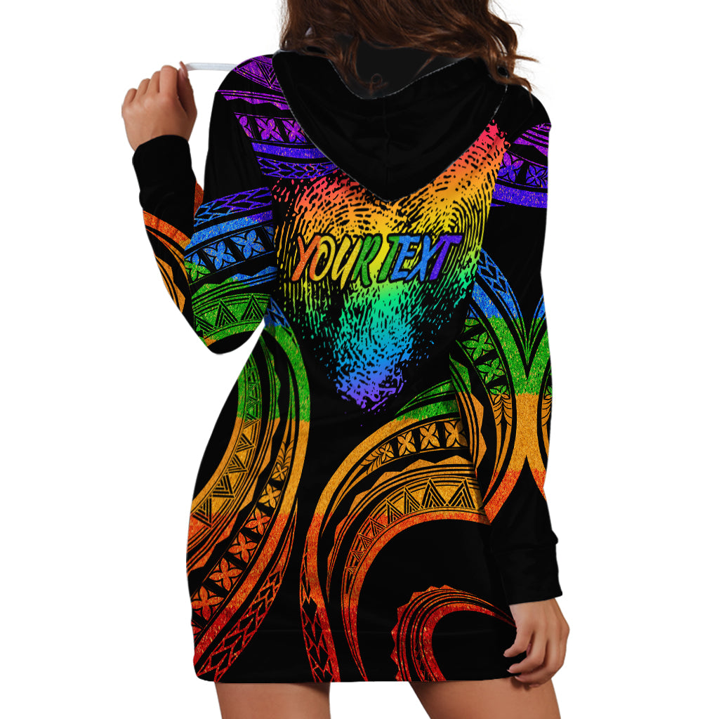 Personalised Its In My DNA Valentine Day Hoodie Dress Fingerprint Heart with Color Pride Flag LT9 - Polynesian Pride