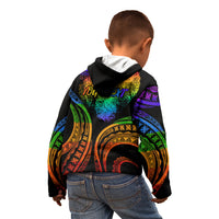 Personalised Its In My DNA Valentine Day Kid Hoodie Fingerprint Heart with Color Pride Flag LT9 - Polynesian Pride