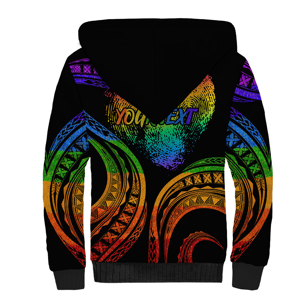 Personalised Its In My DNA Valentine Day Sherpa Hoodie Fingerprint Heart with Color Pride Flag LT9 - Polynesian Pride