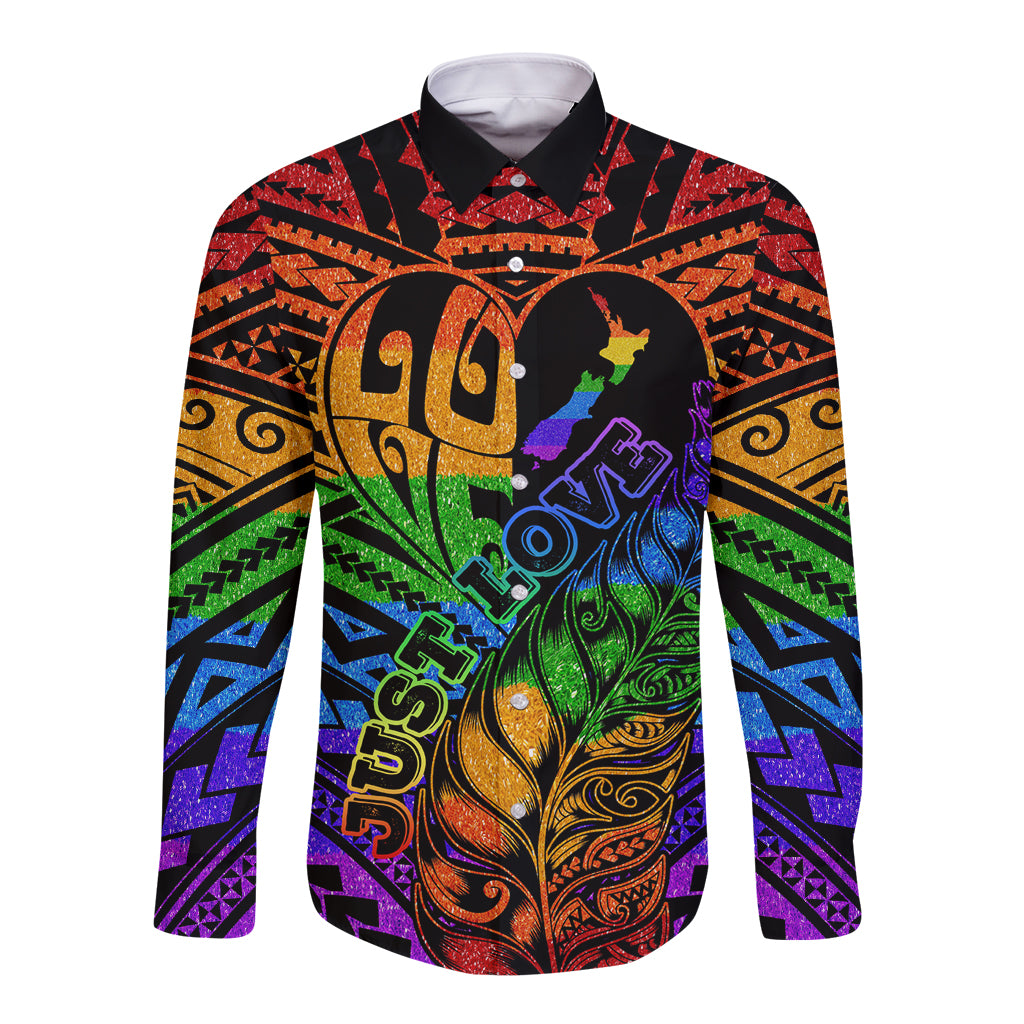 New Zealand LGBT Fern Heart Long Sleeve Button Shirt Dont judge What You Dont Understand LT9 Unisex - Polynesian Pride