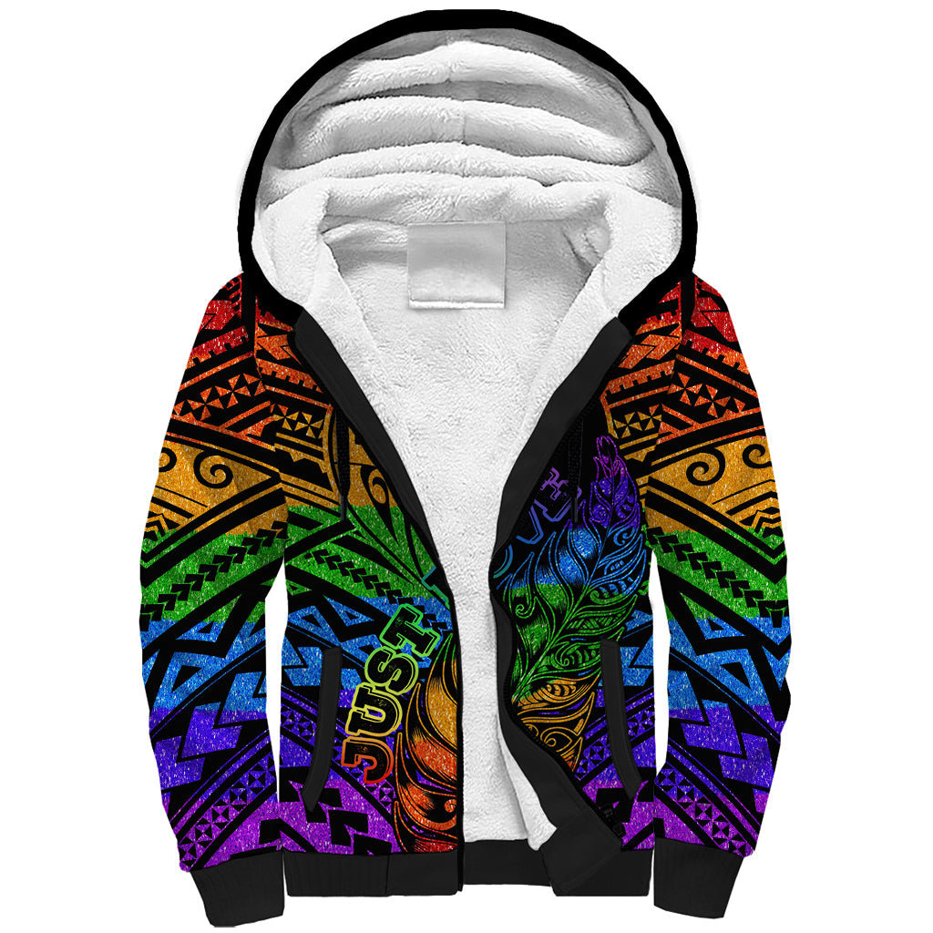 New Zealand LGBT Fern Heart Sherpa Hoodie Dont judge What You Dont Understand LT9 Unisex - Polynesian Pride