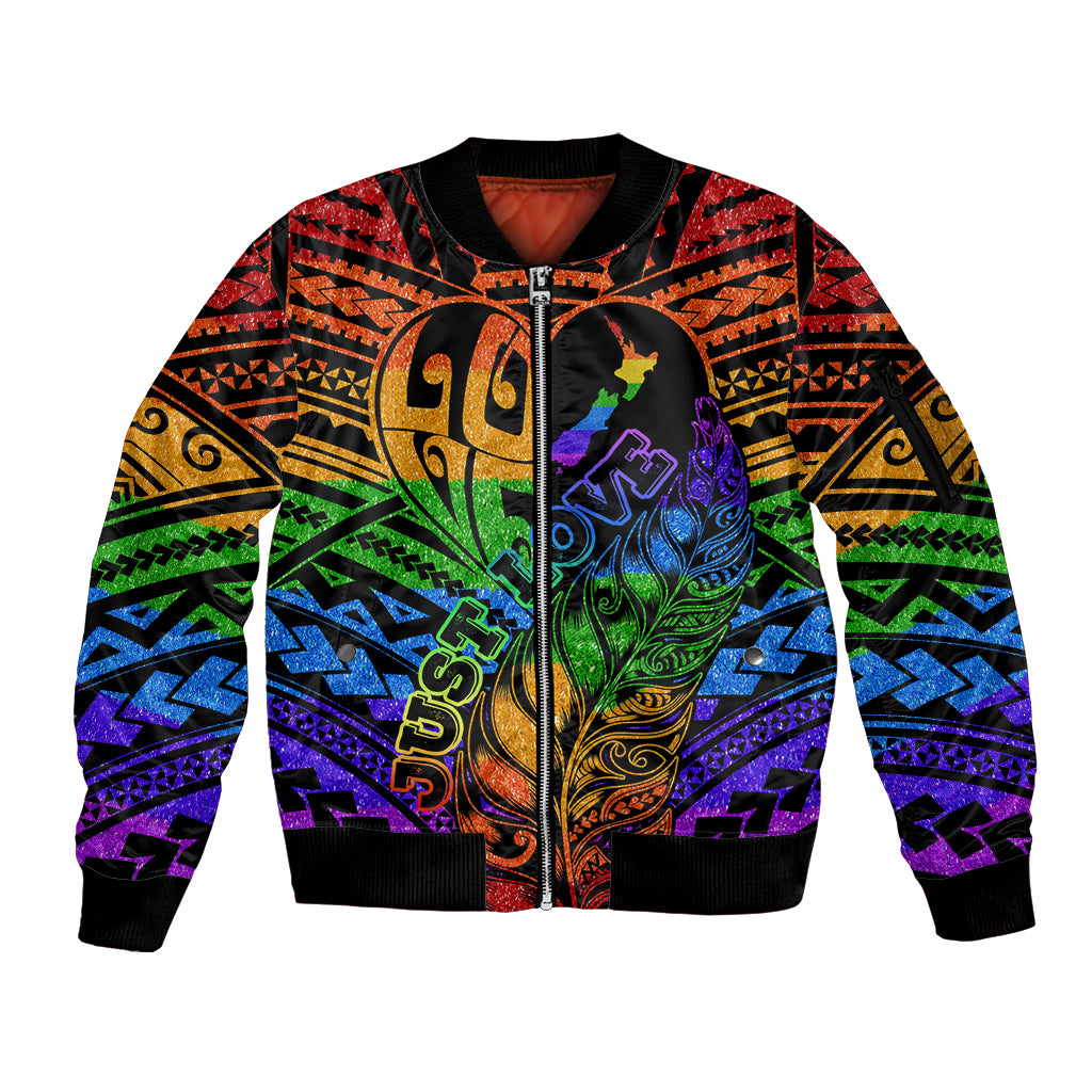 New Zealand LGBT Fern Heart Sleeve Zip Bomber Jacket Dont judge What You Dont Understand LT9 Unisex - Polynesian Pride