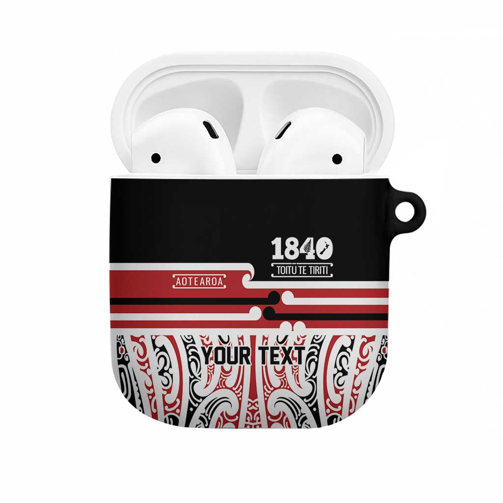 Personalised Toitu Te Tiriti Aotearoa 1840 AirPods Case Red Kowhaiwhai Puhoro - Polynesian Pride