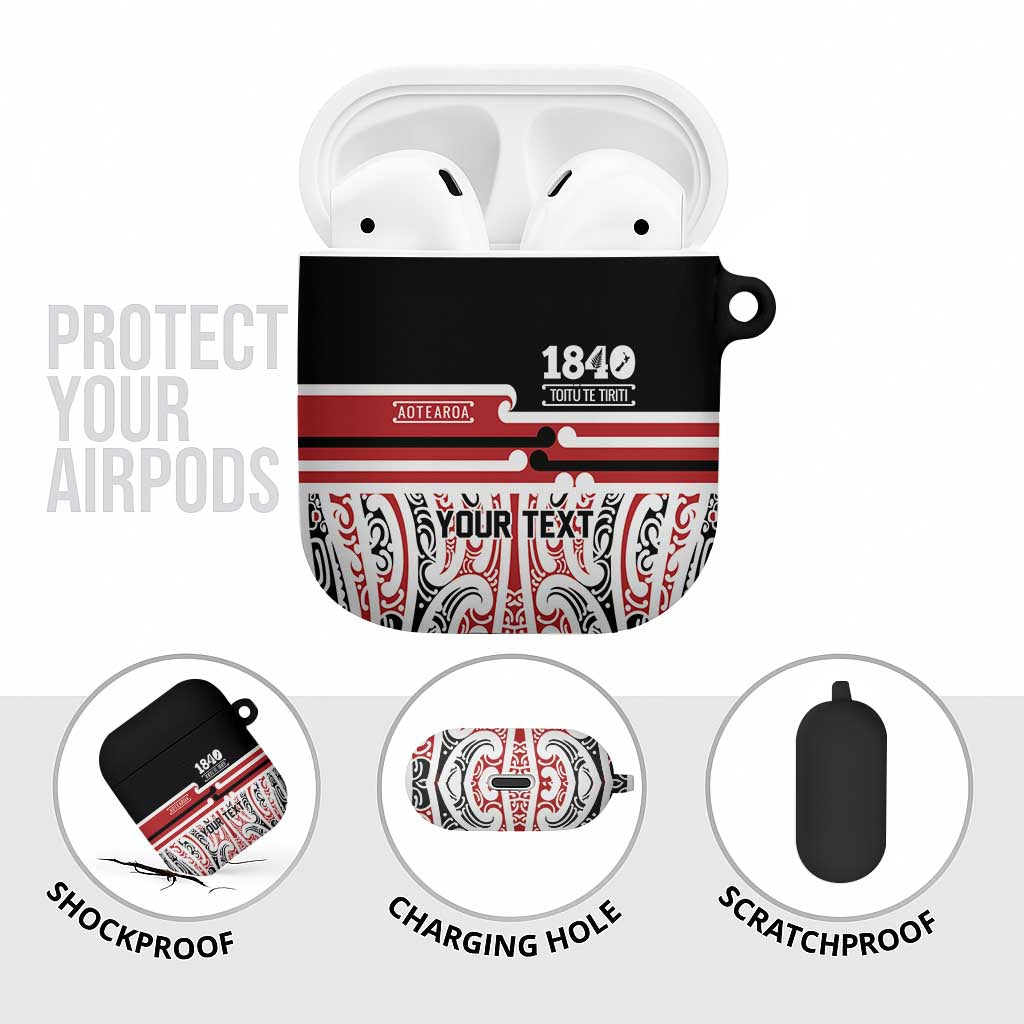 Personalised Toitu Te Tiriti Aotearoa 1840 AirPods Case Red Kowhaiwhai Puhoro - Polynesian Pride