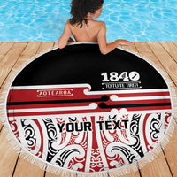 Personalised Toitu Te Tiriti Aotearoa 1840 Beach Blanket Red Kowhaiwhai Puhoro LT9 - Polynesian Pride