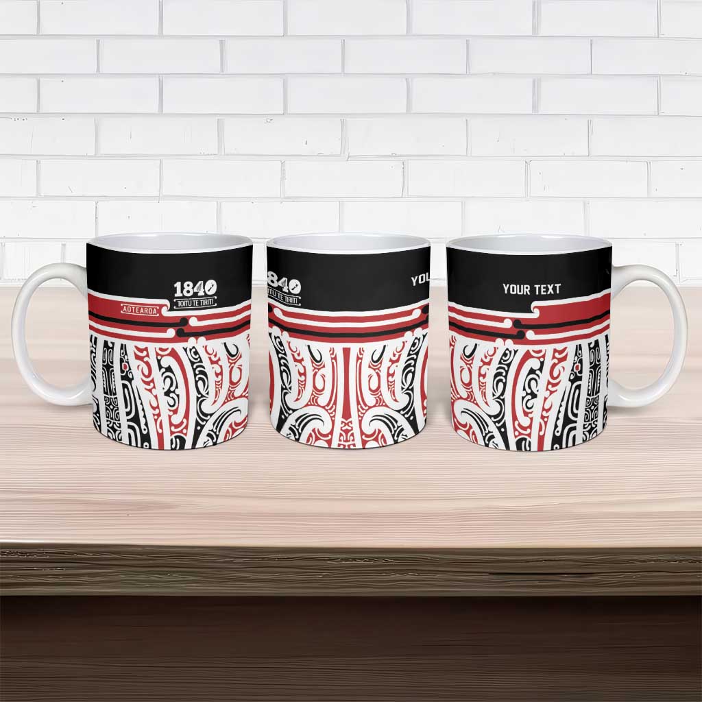 Personalised Toitu Te Tiriti Aotearoa 1840 Ceramic Mug Red Kowhaiwhai Puhoro - Polynesian Pride