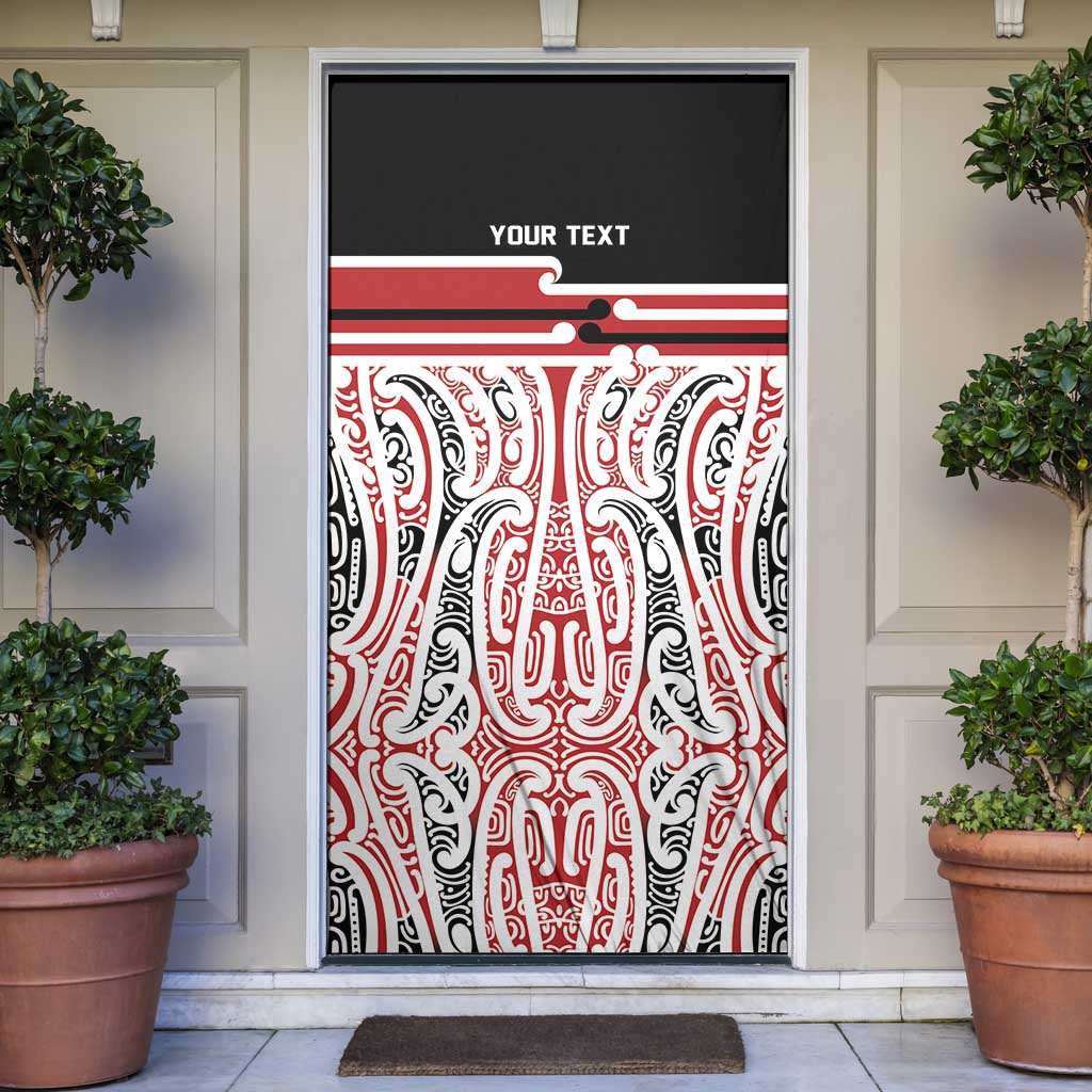 Personalised Toitu Te Tiriti Aotearoa 1840 Door Cover Red Kowhaiwhai Puhoro - Polynesian Pride