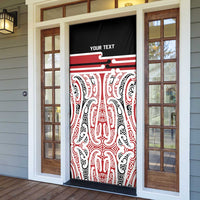 Personalised Toitu Te Tiriti Aotearoa 1840 Door Cover Red Kowhaiwhai Puhoro - Polynesian Pride
