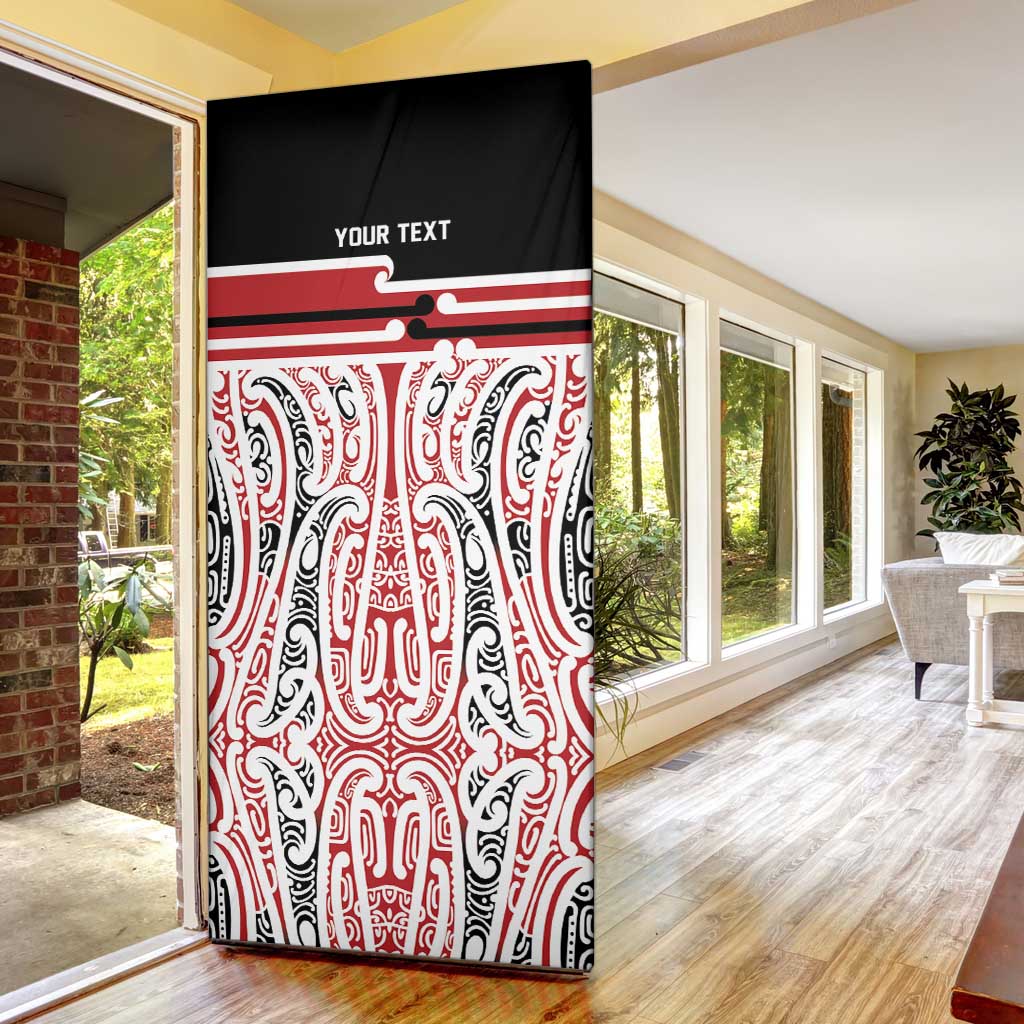 Personalised Toitu Te Tiriti Aotearoa 1840 Door Cover Red Kowhaiwhai Puhoro - Polynesian Pride