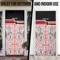 Personalised Toitu Te Tiriti Aotearoa 1840 Door Cover Red Kowhaiwhai Puhoro - Polynesian Pride