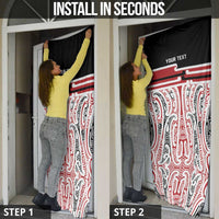 Personalised Toitu Te Tiriti Aotearoa 1840 Door Cover Red Kowhaiwhai Puhoro - Polynesian Pride