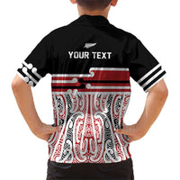 Personalised Toitu Te Tiriti Aotearoa 1840 Family Matching Short Sleeve Bodycon Dress and Hawaiian Shirt Red Kowhaiwhai Puhoro LT9 - Polynesian Pride