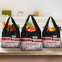 Personalised Toitu Te Tiriti Aotearoa 1840 Grocery Bag Red Kowhaiwhai Puhoro - Polynesian Pride