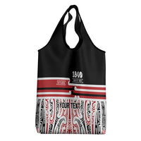 Personalised Toitu Te Tiriti Aotearoa 1840 Grocery Bag Red Kowhaiwhai Puhoro - Polynesian Pride