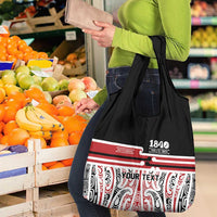 Personalised Toitu Te Tiriti Aotearoa 1840 Grocery Bag Red Kowhaiwhai Puhoro - Polynesian Pride