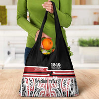 Personalised Toitu Te Tiriti Aotearoa 1840 Grocery Bag Red Kowhaiwhai Puhoro - Polynesian Pride