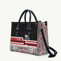 Personalised Toitu Te Tiriti Aotearoa 1840 Leather Bag Red Kowhaiwhai Puhoro - Polynesian Pride
