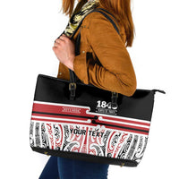 Personalised Toitu Te Tiriti Aotearoa 1840 Leather Tote Bag Red Kowhaiwhai Puhoro - Polynesian Pride