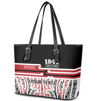 Personalised Toitu Te Tiriti Aotearoa 1840 Leather Tote Bag Red Kowhaiwhai Puhoro - Polynesian Pride