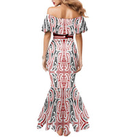 Personalised Toitu Te Tiriti Aotearoa 1840 Mermaid Dress Red Kowhaiwhai Puhoro - Polynesian Pride
