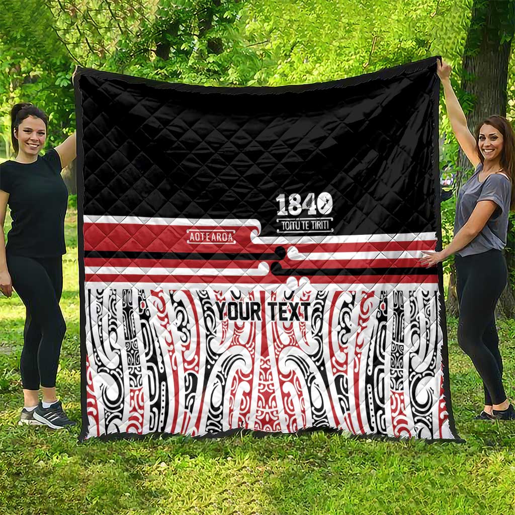 Personalised Toitu Te Tiriti Aotearoa 1840 Quilt Red Kowhaiwhai Puhoro LT9 - Polynesian Pride