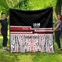 Personalised Toitu Te Tiriti Aotearoa 1840 Quilt Red Kowhaiwhai Puhoro LT9 - Polynesian Pride