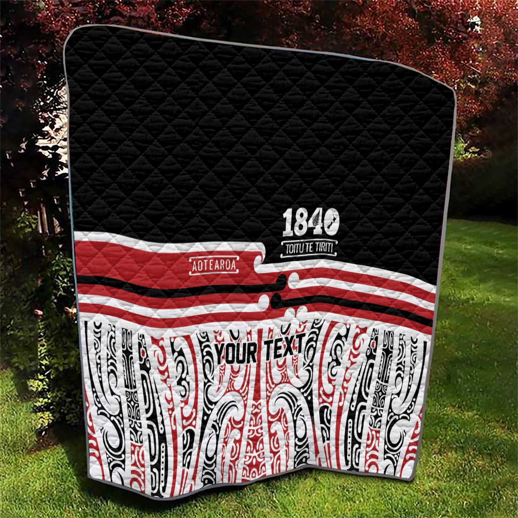 Personalised Toitu Te Tiriti Aotearoa 1840 Quilt Red Kowhaiwhai Puhoro LT9 - Polynesian Pride