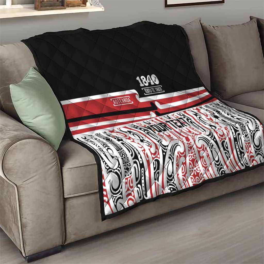 Personalised Toitu Te Tiriti Aotearoa 1840 Quilt Red Kowhaiwhai Puhoro LT9 - Polynesian Pride