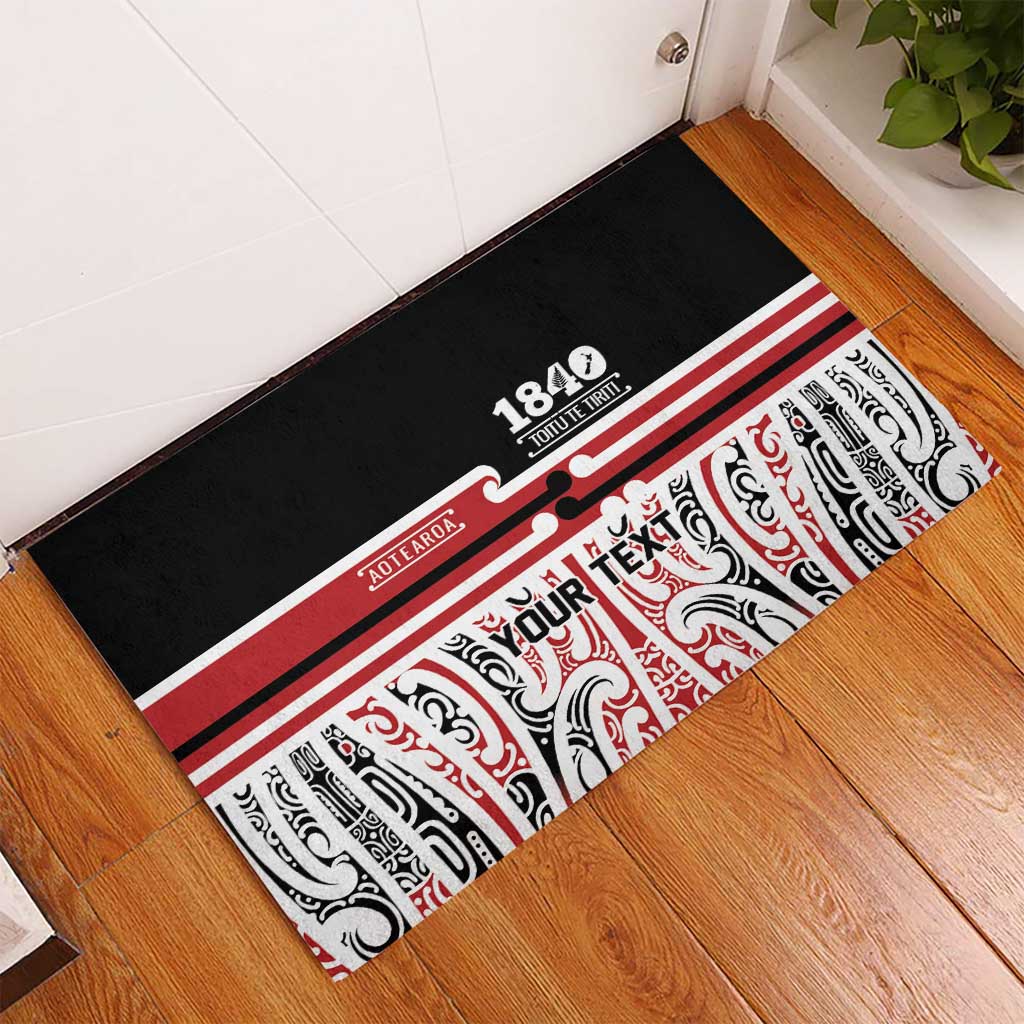 Personalised Toitu Te Tiriti Aotearoa 1840 Rubber Doormat Red Kowhaiwhai Puhoro LT9 - Polynesian Pride