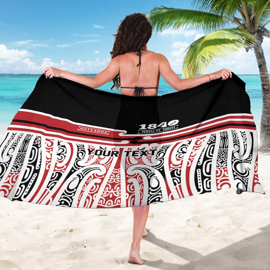 Personalised Toitu Te Tiriti Aotearoa 1840 Sarong Red Kowhaiwhai Puhoro LT9 - Polynesian Pride