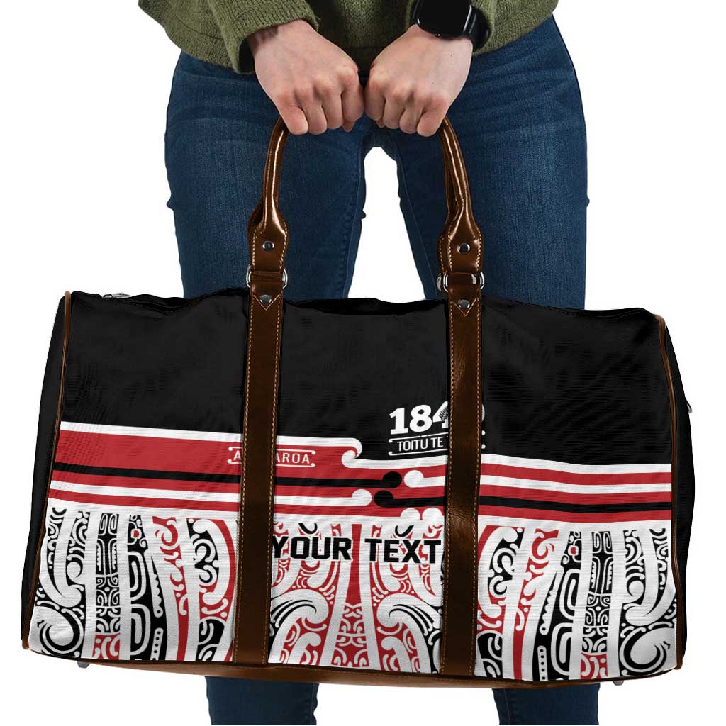 Personalised Toitu Te Tiriti Aotearoa 1840 Travel Bag Red Kowhaiwhai Puhoro - Polynesian Pride
