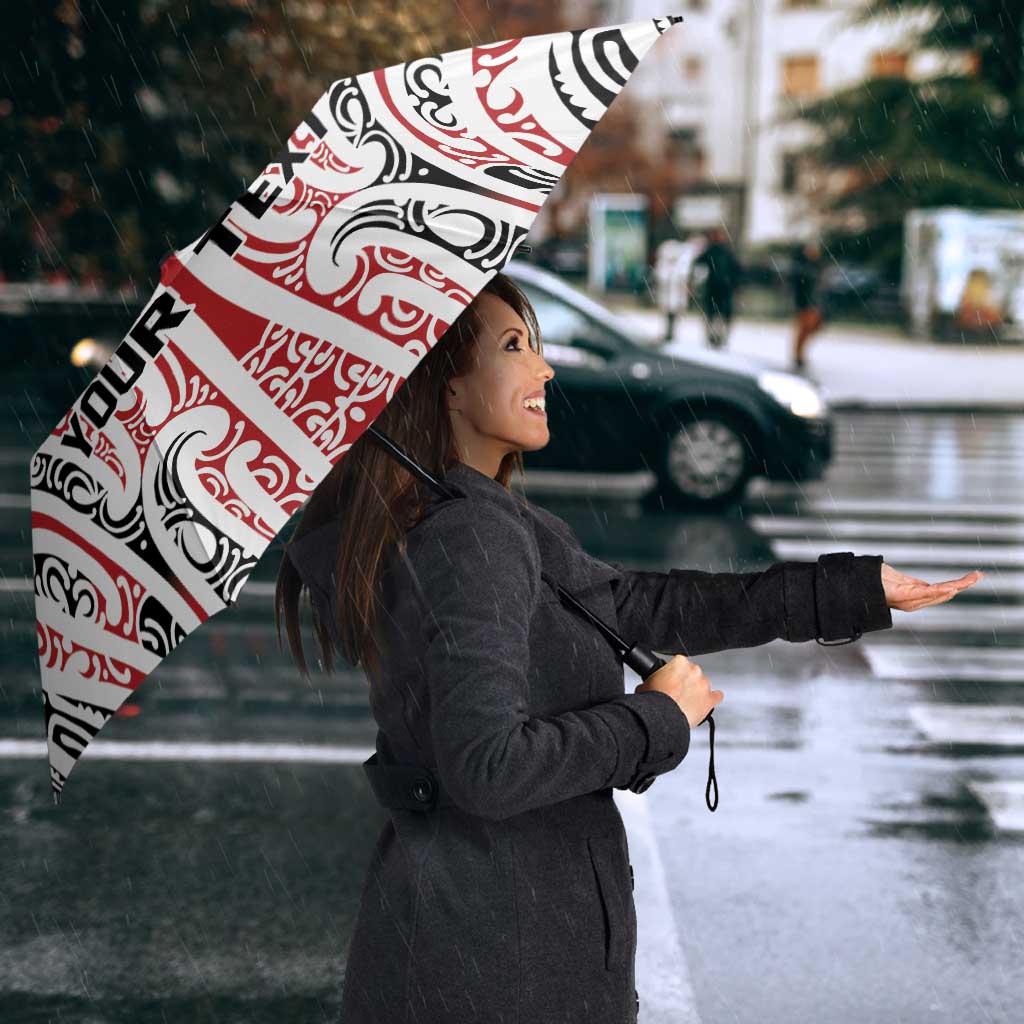 Personalised Toitu Te Tiriti Aotearoa 1840 Umbrella Red Kowhaiwhai Puhoro - Polynesian Pride