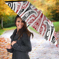 Personalised Toitu Te Tiriti Aotearoa 1840 Umbrella Red Kowhaiwhai Puhoro - Polynesian Pride