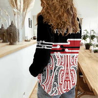 Personalised Toitu Te Tiriti Aotearoa 1840 Women Casual Shirt Red Kowhaiwhai Puhoro - Polynesian Pride
