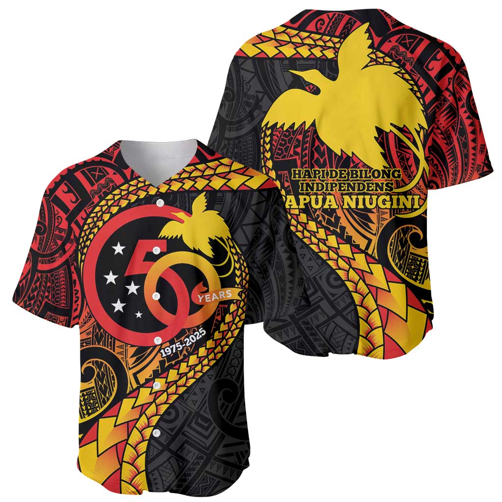 Papua New Guinea Tribal Tattoo Baseball Jersey 50th Independence Anniversary LT9 - Polynesian Pride