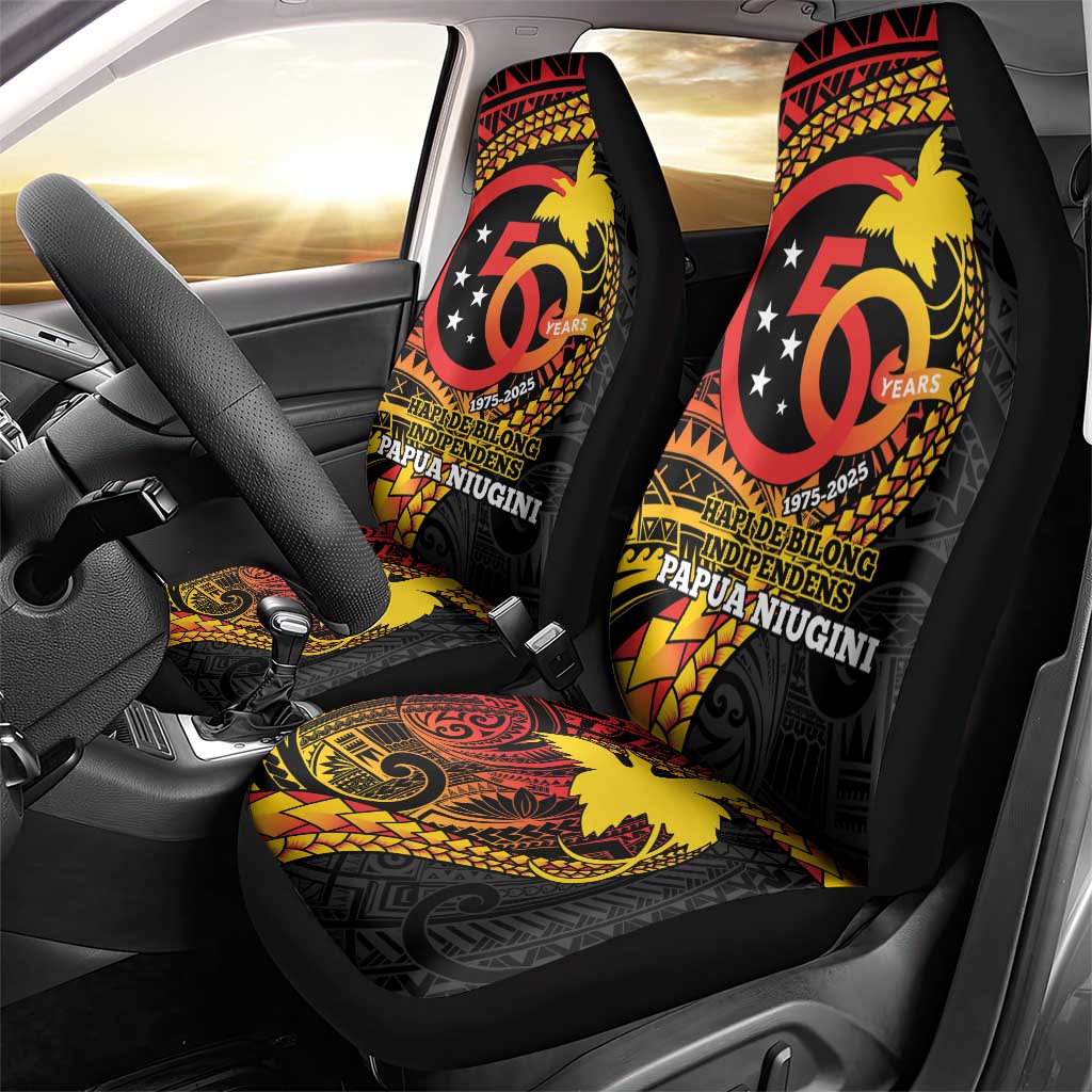 Papua New Guinea Tribal Tattoo Car Seat Cover 50th Independence Anniversary