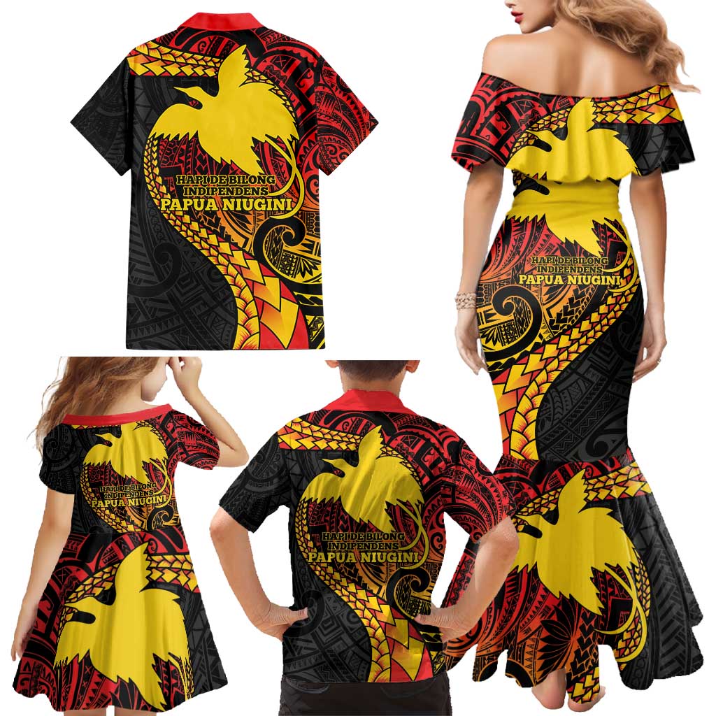 Papua New Guinea Tribal Tattoo Family Matching Mermaid Dress and Hawaiian Shirt 50th Independence Anniversary LT9 - Polynesian Pride