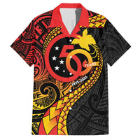 Papua New Guinea Tribal Tattoo Family Matching Puletasi and Hawaiian Shirt 50th Independence Anniversary LT9 Dad's Shirt - Short Sleeve Black - Polynesian Pride