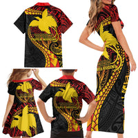 Papua New Guinea Tribal Tattoo Family Matching Short Sleeve Bodycon Dress and Hawaiian Shirt 50th Independence Anniversary LT9 - Polynesian Pride